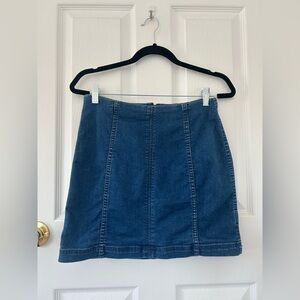 Free People Modern Femme Denim Stretch Mini Skirt Nautilus Blue Size 10